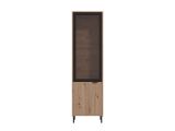 Vetrina Marrone Rovere Nodi Nero 4 Ripiani Apertura Battente 54.5x40x195h cm, 2 Ante - Sorisole