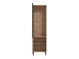 Vetrina Marrone Rovere Nodi Nero 4 Ripiani Apertura Battente 54.5x40x195h cm, 2 Ante - Sorisole