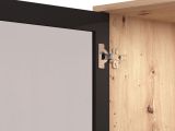 Vetrina Marrone Rovere Nodi Nero 4 Ripiani Apertura Battente 54.5x40x195h cm, 2 Ante - Sorisole