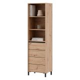 Vetrina Marrone Rovere Nodi Nero 4 Ripiani Un'anta 55x40x193h cm, con Piedini - Calto