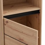 Vetrina Marrone Rovere Nodi Nero 4 Ripiani Un'anta 55x40x193h cm, con Piedini - Calto