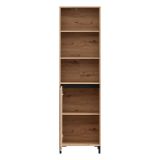 Vetrina Marrone Rovere Nodi Nero 4 Ripiani Un'anta 55x40x193h cm, con Piedini - Calto