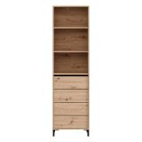 Vetrina Marrone Rovere Nodi Nero 4 Ripiani Un'anta 55x40x193h cm, con Piedini - Calto