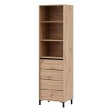 Vetrina Marrone Rovere Nodi Nero 4 Ripiani Un'anta 55x40x193h cm, con Piedini - Calto