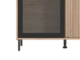Vetrina Marrone Rovere Nodi Nero 5 Ripiani Apertura Battente 93x40x137.5h cm, 2 Ante - Elva