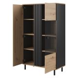 Vetrina Marrone Rovere Nodi Nero 6 Ripiani 2 Ante 90x40x149h cm, con Piedini - Lafasoli