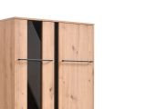 Vetrina Marrone Rovere Nodi Nero 6 Ripiani Apertura Battente 84.5x35x153.5h cm, 2 Ante - Mentana