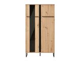 Vetrina Marrone Rovere Nodi Nero 6 Ripiani Apertura Battente 84.5x35x153.5h cm, 2 Ante - Mentana