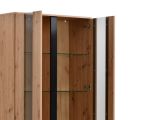 Vetrina Marrone Rovere Nodi Nero 8 Ripiani Apertura Battente 84.5x35x193.5h cm, 4 Ante - Gissi
