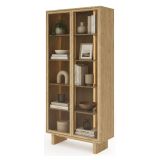 Vetrina Marrone Rovere Trasparente Rovere 4 Ripiani 2 Ante 94x38x195h cm, con led - Hasa