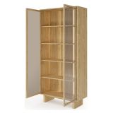 Vetrina Marrone Rovere Trasparente Rovere 4 Ripiani 2 Ante 94x38x195h cm, con led - Hasa