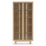 Vetrina Marrone Rovere Trasparente Rovere 4 Ripiani 2 Ante 94x38x195h cm, con led - Hasa