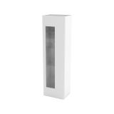 Vetrina Mimmo, Credenza con anta a vetro, Mobile da soggiorno multiuso, 100% Made in Italy, cm 45x34h162, Bianco lucido