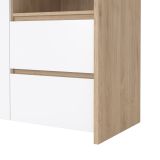 Vetrina Nadine, Credenza espositiva, Vetrinetta multiuso, Madia da soggiorno, 48x100 h170 cm, Rovere e Bianco