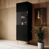 Vetrina Nero 4 Ripiani Un'anta 60x42x183h cm, 5 Vani - Raccuja