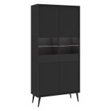 Vetrina Nero 6 Ripiani 2 Ante 91x40x193h cm, 2 Riapiani in Vetro - Lenega