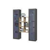 Vetrina Nero Antracite 12 Ripiani Apertura Battente 40x30x180h cm, 2 Ante - Gadoni