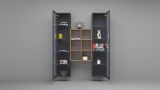 Vetrina Nero Antracite 12 Ripiani Apertura Battente 40x30x180h cm, 2 Ante - Gadoni