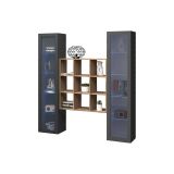 Vetrina Nero Antracite 14 Ripiani Apertura Battente 40x30x180h cm, 2 Ante - Marea