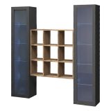 Vetrina Nero Antracite 14 Ripiani Apertura Battente 40x30x180h cm, 2 Ante - Marea