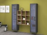 Vetrina Nero Antracite 14 Ripiani Apertura Battente 40x30x180h cm, 2 Ante - Marea