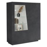 Vetrina Nero Antracite 7 Ripiani 9 Vani 120x43x146h cm, 2 Ante - Montano
