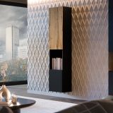 Vetrina Nero Antracite Marrone Rovere 4 Ripiani 2 Ante 39.9x29.8x180h cm, Apertura Push Pull - Botte