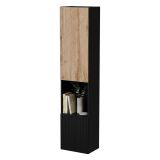 Vetrina Nero Antracite Marrone Rovere 4 Ripiani 2 Ante 39.9x29.8x180h cm, Apertura Push Pull - Botte