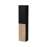 Vetrina Nero Antracite Marrone Rovere 4 Ripiani Un'anta 39.9x29.8x180h cm, Apertura Push Pull - Longano