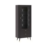 Vetrina Nero oro 4 Ripiani 2 Cassetti 78x40x192h cm, Un'anta - Lolaleha