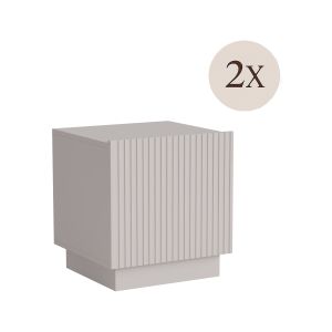 Comodino Beige Cashmere un Ripiano Un'anta 47x40x45h cm, Apertura Battente - Revo