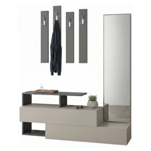 Mobile per ingresso sospeso con specchio 2 ante tortora e antracite 137x54h cm - Ascari