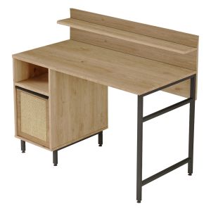 Scrivania Marrone Rovere Nero Antracite 4 Ripiani Un'anta 120x54x100h cm, 2 Vani - Brusati