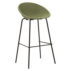 Sgabello Verde Nero set da 2 Indoor-outdoor Seduta Traforata Altezza Seduta 75 cm 51x82x58h cm, Materiale Struttura in Metallo - Trong