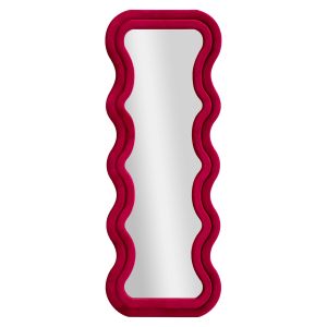Specchio Rosa Trasparente Cornice Ondulata Effetto Velluto Forma Rettangolare 60x160h cm, Tipologia a Parete - Allen