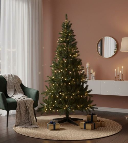 Albero di Natale 120 cm Albigna, Pino artificiale, Albero effetto reale, Alberello natalizio, Made in Italy, 60x60 h120 cm, Verde