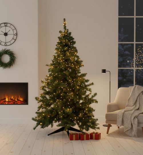 Albero di Natale 150 cm Plaine, Pino artificiale, Albero effetto reale, Alberello natalizio, Made in Italy, 100x100 h150 cm, Verde