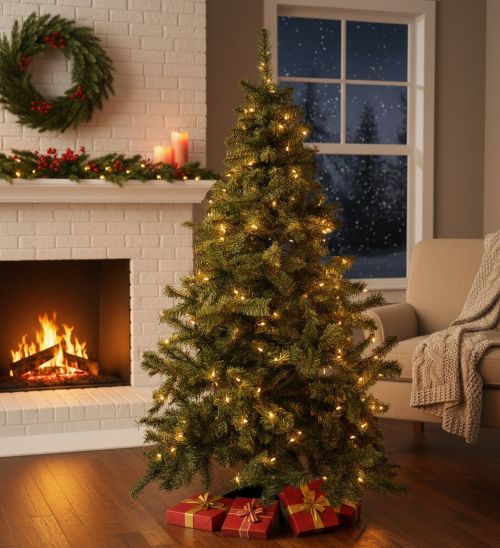 Albero di Natale 180 cm Plaine, Pino artificiale, Albero effetto reale, Alberello natalizio, Made in Italy, 130x130 h180 cm, Verde