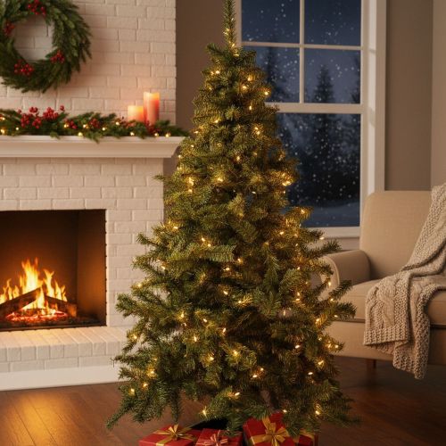 Albero di Natale 180 cm Tinsel in PVC Verde, h180 cm