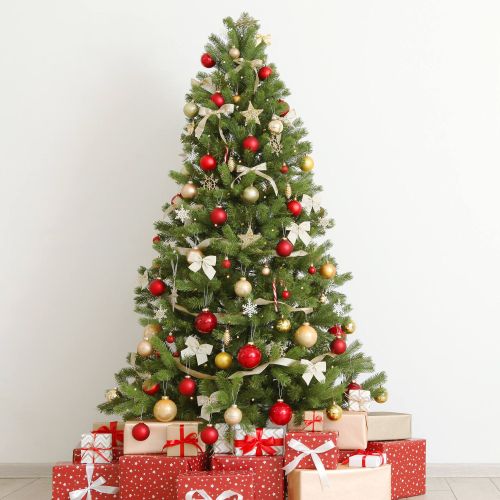 Albero di Natale 210 cm Verde 1886 Rami Apertura a Ombrello 210h cm, Ignifugo Ritardante di Fiamma - Jingle Bell