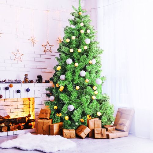 Albero di Natale 210 cm Verde 727 Rami Apertura a Ombrello 210h cm, Ignifugo Ritardante di Fiamma - Santa Claus