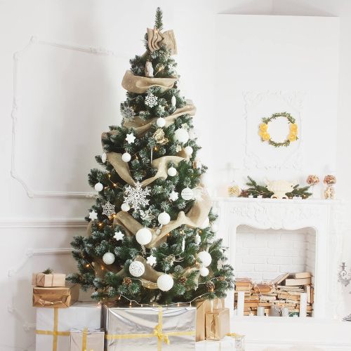 Albero di Natale 210 cm Verde 728 Rami Apertura a Ombrello 210h cm, Ignifugo Ritardante di Fiamma - Comet