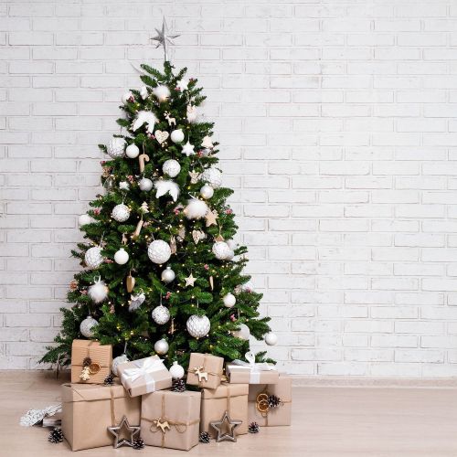 Albero di Natale 210 cm Verde 731 Rami Apertura a Ombrello 210h cm, Ignifugo Ritardante di Fiamma - Sugarplum