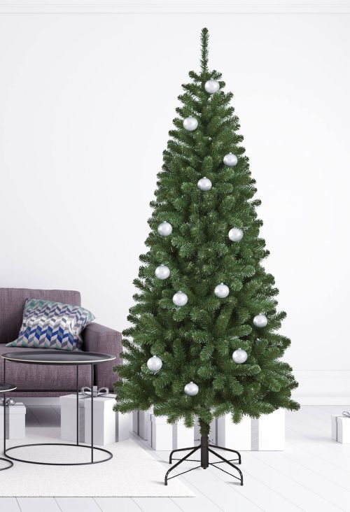Albero di Natale 240 cm Edimburgo, Pino artificiale, Albero effetto reale, Alberello natalizio extra folto, 109x109 h240 cm, Verde