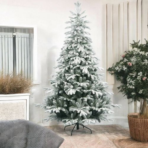 Albero di Natale 240 cm Verde 1598 Rami Apertura a Ombrello 240h cm, Effetto Innevato - Ginger