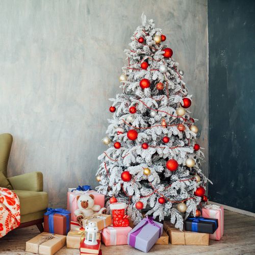 Albero di Natale 270 cm Verde 1812 Rami Apertura a Ombrello 270h cm, Effetto Innevato - Hollybell