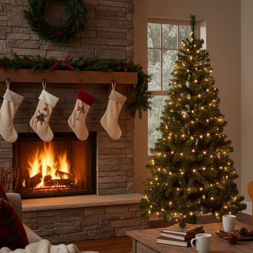 Albero di Natale Verde Marrone 948 Rami Apertura Rami Singoli 200h cm, Base Inclusa - Caresana