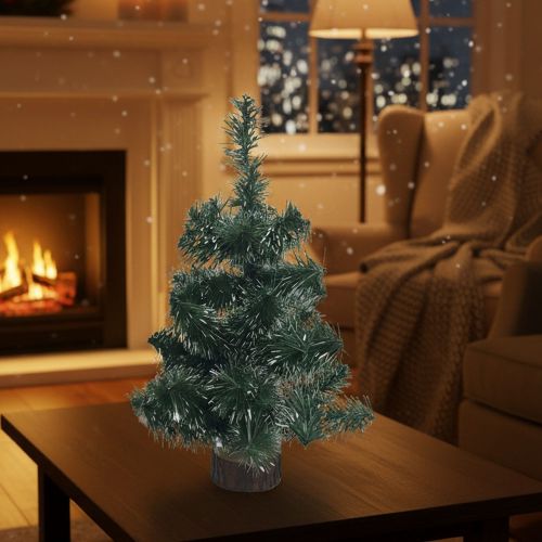 Albero di Natale Verde Marrone Ignifugo si Plastica, no Legno Base Inclusa 60h cm, Diametro Massimo 20 cm - Todina