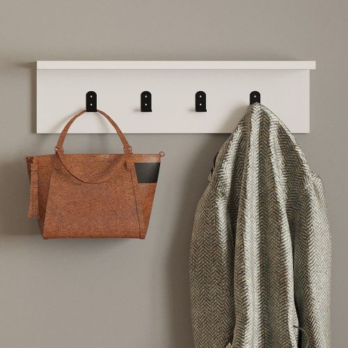 Appendiabiti Bianco 4 Ganci Installazione a Muro 15h cm, - Trecasali