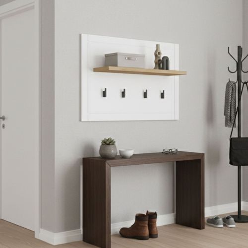 Appendiabiti Bianco Nero Rovere set Fissaggio a Muro Incluso 4 Ganci 57h cm, Installazione a Muro - Mediglia